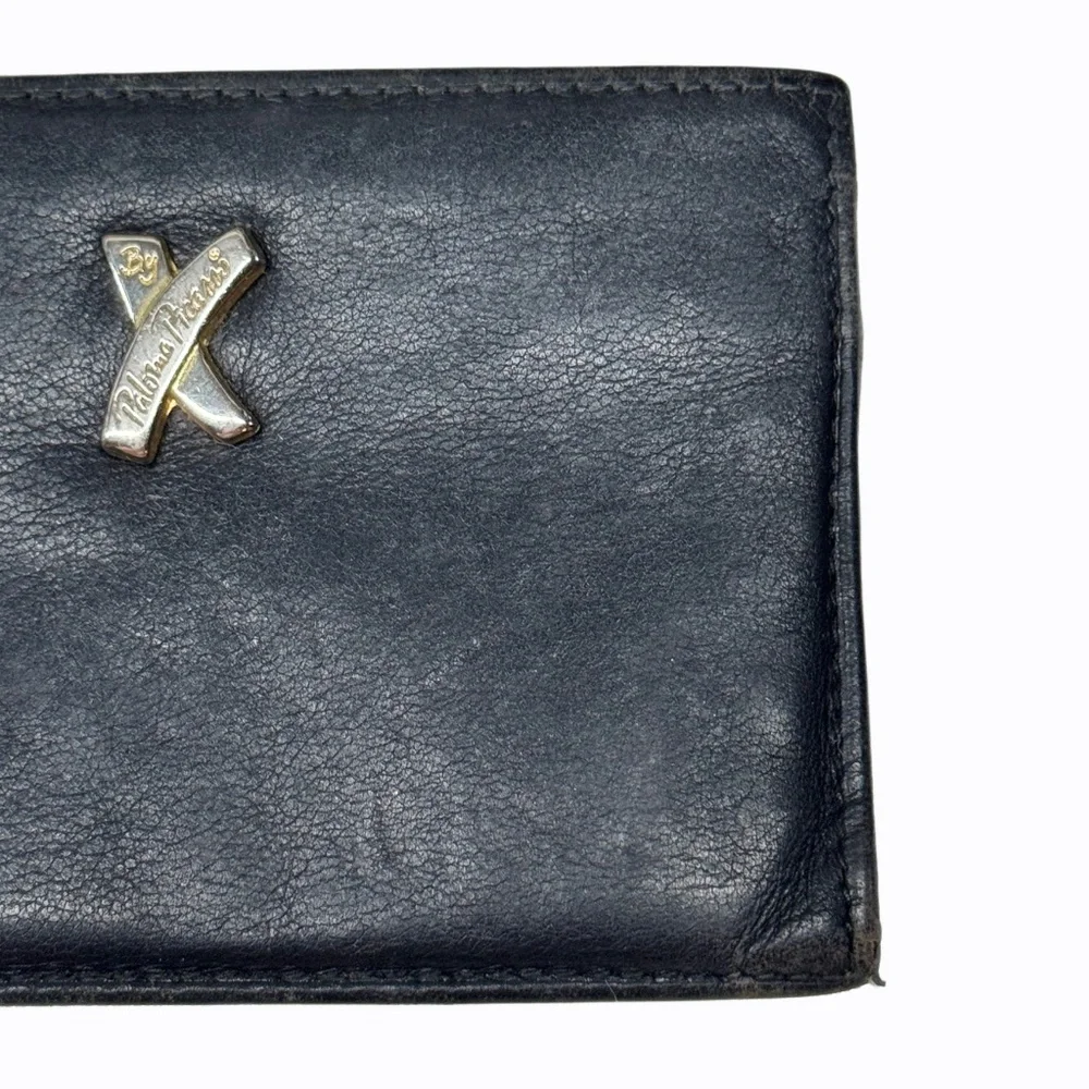 Vintage Paloma Picasso Black Leather Wallet / Card Holder Made in Italy